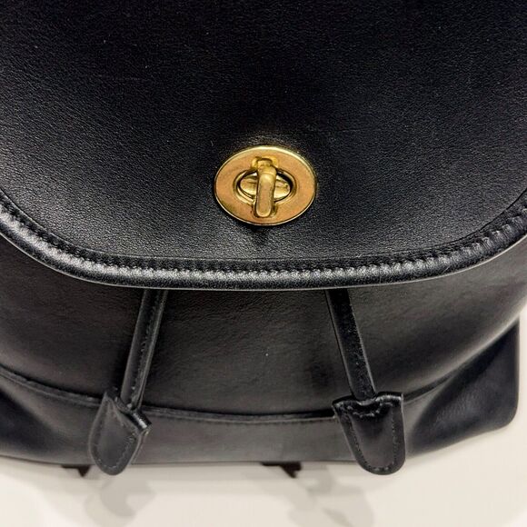 Vintage 90s Y2K Coach 9791 Black Leather Turn Lock Day Bag Backpack - Picture 5 of 16